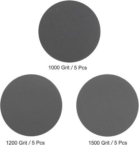 15pcs 3 inch Silicone Carbide Sanding Disc, 1000/1200/1500 Grit Hook and Loop Sanding Disc, Electrostatic Sand Planting Sandpaper for Wet and Dry Use in Kuwait