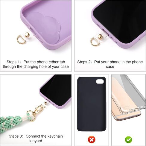 2pcs Phone Wrist Strap, Woven Phone Charm Bracelet Lanyard Strap with 2pcs Phone Tether Tabs Cell Phone Wristlet with Live Buckle Boho Rope Keyring Phone for Girls Women Gift in Saudi Arabia