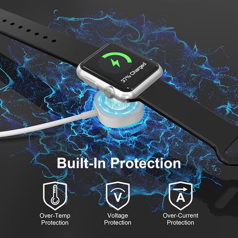 كابل شاحن 3 في 2 iPhone وiWatch لساعة Apple/iPhone/iPad/Airpods، سلك شحن USB A/USB C طويل إلى iWatch + سلك شحن Lightning مع Apple Carplay [معتمد من MFi]، 6 أقدام/1.8 متر in Kuwait