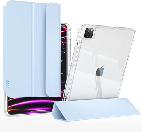 KenKe iPad Pro 5 11 inch 2024 (5th Generation) Case with Pencil Holder, 2 in 1 Sliding Detachable Clear Transparent Back Shell Cover, Support Touch ID & Auto Sleep/Wake for iPad Pro 11 Case, Purple in Saudi Arabia