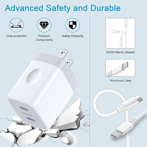 كابل شاحن USB C S24 من سامسونج شحن سريع 25 وات بمنفذ مزدوج USB C وسلك شاحن Android بطول 6 أقدام لهاتف Samsung Galaxy A15 5G/A35/A54/A55/A14/S24 Ultra/S23/S22/S21/S20/iPhone 15/Pixel 8 أ/7 in Kuwait