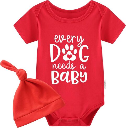 YSCULBUTOL Baby Twins Bodysuits Every Dog Needs A Baby Infant Baby Clothes Unisex Outfits Twin Romper With Hat in Saudi Arabia