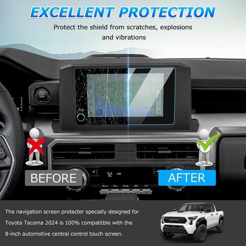Autorder 2PCS Screen Protector for 2024 2025 Toyota Tacoma Accessories 8-Inch Tempered Glass 9H Navigation Touchscreen Protective Film in Saudi Arabia