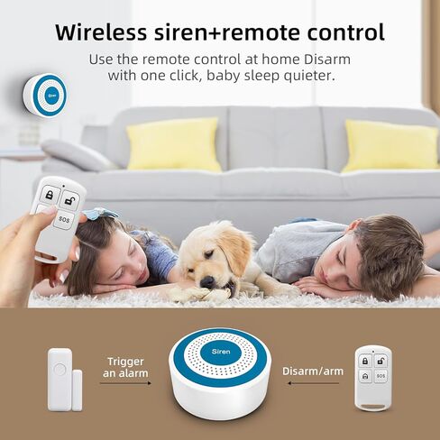 YBJ صفارة إنذار مستقلة لأمن المنزل، إنذار صفارة إنذار لاسلكي داخلي مع الصوت والضوء، كاشف حركة RIP، مستشعر نافذة الباب، جهاز التحكم عن بعد in Kuwait