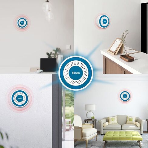YBJ صفارة إنذار مستقلة لأمن المنزل، إنذار صفارة إنذار لاسلكي داخلي مع الصوت والضوء، كاشف حركة RIP، مستشعر نافذة الباب، جهاز التحكم عن بعد in Kuwait