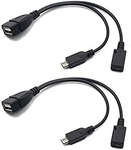2-in-1 Micro USB to USB Adapter OTG Cable Power Cable Replacement for Fire Stick, Samsung Galaxy S6 S7 (2 Pack) in Saudi Arabia