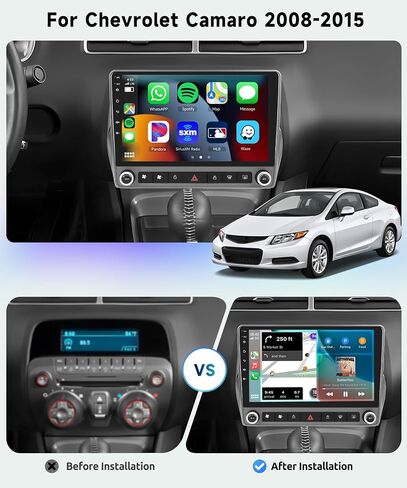 راديو ستيريو للسيارة 8 CORE 4G+64G لسيارة شيفروليه تشيفي كامارو 2008-2015 مع CarPlay Android Auto، 9 بوصة 1280 * 720P IPS شاشة تعمل باللمس Android 13 GPS WiFi Bluetooth 32-Band DSP SWC HD Camera in Saudi Arabia