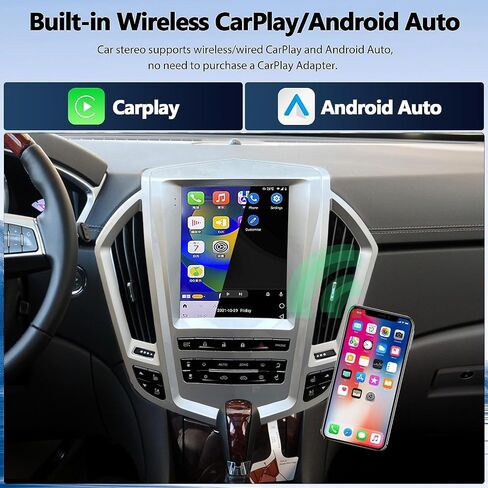Android 13 Radio for Cadillac SRX 2009-2012 Android Radio 9.7-Inch Tesla Style IPS Touch Screen Stereo with Bluetooth 5.0 Carplay/Android Auto GPS Navigation for Car Multimedia Player + Backup Camera in Saudi Arabia
