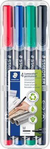 Staedtler 318-WP4 Lumocolor Permanent Universal Pens, Fine Point, 0.6mm, Assorted, 4 per Set in Saudi Arabia