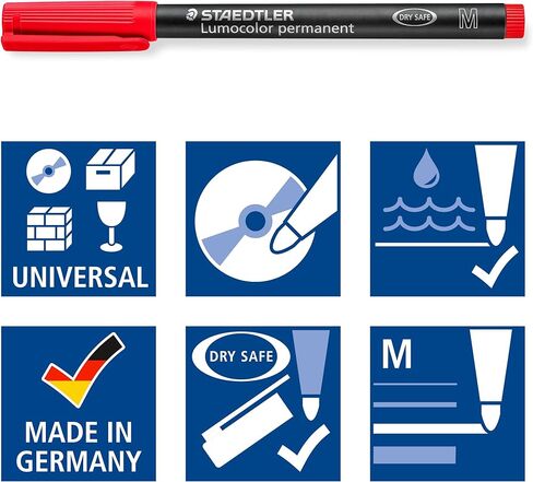 Staedtler 318-WP4 Lumocolor Permanent Universal Pens, Fine Point, 0.6mm, Assorted, 4 per Set in Saudi Arabia
