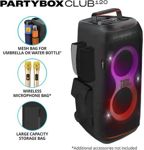 حزمة سماعات JBL PARTYBOX Club 120 المحمولة للحفلات مع حافظة gSport Cargo (أسود) (متجددة) in Saudi Arabia