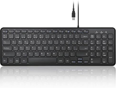 لوحة المفاتيح Perixx PERIBOARD-213B ES مع كابل USB ولوحة الوسائط المتعددة - لوحة المفاتيح المزودة بآلية التحكم والملف - الإسبانية QWERTY in Saudi Arabia