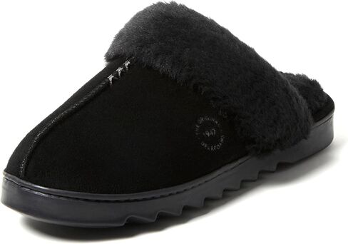 Dearfoams womens Fuzzy Memory Foam Genuine Suede Helena Scuff in Saudi Arabia