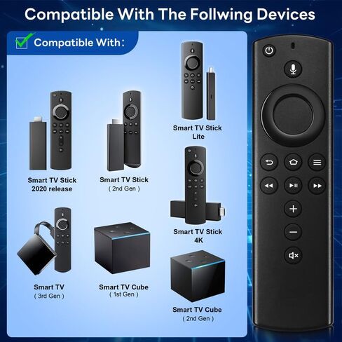 Replacement Remote Control for TV Stick，for Fire Smart TVs Stick (2nd Gen), AMZ Smart TV (3rd Gen), TV Cube (1st/2nd Gen), TV Stick Lite, TV Stick 4K in Saudi Arabia