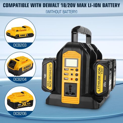 350W Power Inverter for Dewalt 20v Battery Power Supply Inverter DC 20V to AC 110~120V Battery Inverter with AC Output, 3*USB, Type-C Port, DC Output 12V/5A, LED Light（4 Channels） in Saudi Arabia