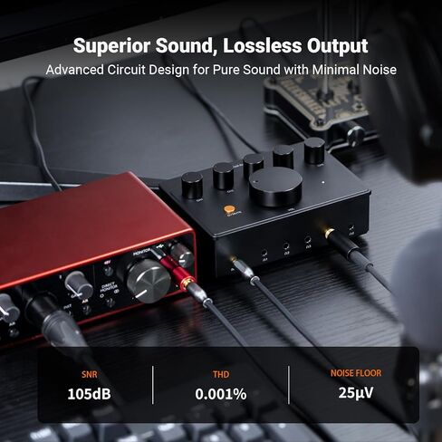HiFiGo Fosi Audio PH05 5 Channel Desktop Headphone Splitter, Mini Desk DAC Amplifier with Audio Interface, Podcast Monitor Supports 16-300 Ω with 12V (PH05-US Plug) in Saudi Arabia