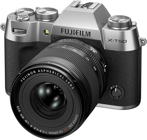 هيكل الكاميرا الرقمية Fujifilm X-T50 بدون مرآة - فضي + حزمة XF 16-50 مم F2.8-4.8 R LM WR 16828595 مع حقيبة تصوير ديكو جير + ميكروفون + مونوبود + مجموعة برامج وملحقات in Saudi Arabia