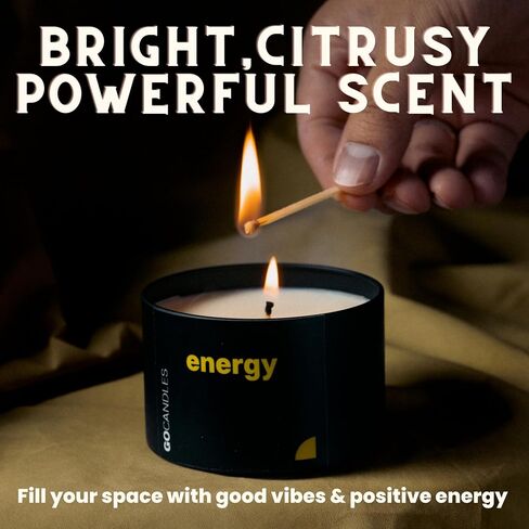 Go Candles Scented Candle Set, Natural Non Toxic Candles with Essential Oils, Candles for Men Women, Small Black Candles for Home, Luxury Aromatherapy Soy Candle, Stress Relief, Man Cave, Gift for Men in Saudi Arabia