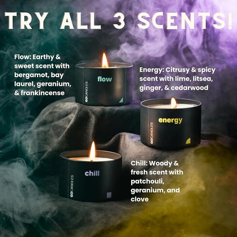 Go Candles Scented Candle Set, Natural Non Toxic Candles with Essential Oils, Candles for Men Women, Small Black Candles for Home, Luxury Aromatherapy Soy Candle, Stress Relief, Man Cave, Gift for Men in Saudi Arabia