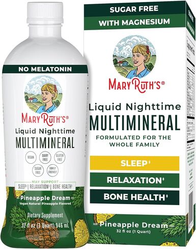 Nighttime Liquid Multimineral Sleep Supplement | Sugar Free | Calm Magnesium Citrate Sleep | NO Melatonin | Calcium Magnesium Zinc | Available in 4 Flavors | Vegan | Gluten Free | 15 Servings in Saudi Arabia