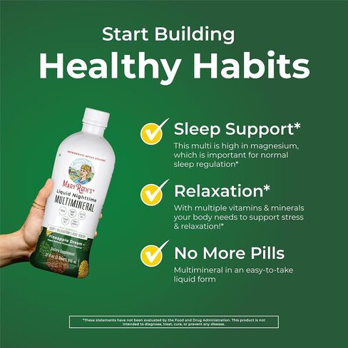 Nighttime Liquid Multimineral Sleep Supplement | Sugar Free | Calm Magnesium Citrate Sleep | NO Melatonin | Calcium Magnesium Zinc | Available in 4 Flavors | Vegan | Gluten Free | 15 Servings in Saudi Arabia