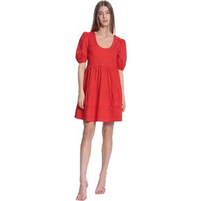 Donna Morgan Women's Scoop Neck Tiered Mini Skirt Dress with Criss Cross Back, Tomato, 10