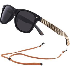 AN SWALLOW Mens Polarized Wood Sunglasses for Men Women, Womens Sunglasses Wooden Sides Bamboo Glasses
