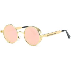 نظارات شمسية مستقطبة من AEVOGUE Steampunk بعدسات مستديرة وإطار معدني للجنسين AE0519 in Kuwait