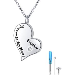 Ladytree Cremation Urn Necklace for Ashes 925 Sterling Silver Forever in My Heart Keepsake Memorial Pendant Waterproof Urn Jewelry Gift for Women Men