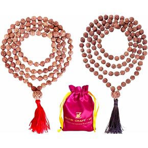 Natural grown Himalayan Rudraksha from Nepal. Set of 2 with 7 mm size for Wrist and as Necklace. Rudraksha mala for yoga meditation medical purpose and as spiritual gift.