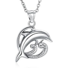 constantlife Dolphin Urn Necklace for Ashes Stainless Steel Cute Pendant Cremation Jewelry Memorial Loved Ones Ash Holder Keepsake Gift for Women Men