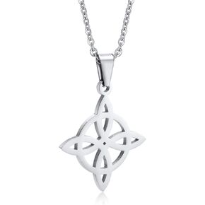Hisatan Celtic Knot Cross Necklace for Men, Stainless Steel Religious Infinity Love Pendant Necklaces Irish Celtics jewelry for Men Boys, 24''
