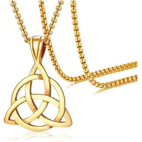 Hisatan Celtic Knot Cross Necklace for Men, Stainless Steel Religious Infinity Love Pendant Necklaces Irish Celtics jewelry for Men Boys, 24''