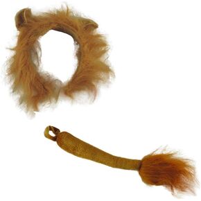 Deluxe Lion Headband with Tail Costume Set Brown