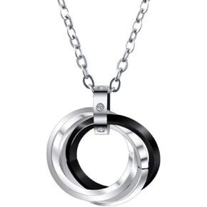 Jude Jewelers Stainless Steel Three Interlocking Braided Circles Pendant Necklace