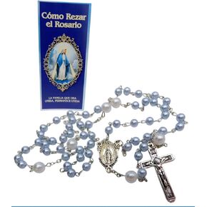 Westmon Works Como Rezar El Rosario Catolico en Espanol How to Pray the Rosary Spanish Set Acrylic Beads with Metal Crucifix and Includes Explanation Pamphlet
