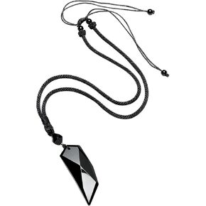 Lightock Black Obsidian Stone Woolf tooth Crystal Necklace Necklace for Men Women Healing Crystal Protection Unisex Amulet Gift in Kuwait