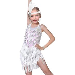 FUNDAISY Girls 1920s Flapper Dress Gatsby Sequin for Kid w/ 20s Headband Accessories Set