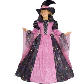 Dress Up America Witch Costume for Girls - Pink and Black Toddler Witch Costume - Halloween Witches Dress Up Set for Kids