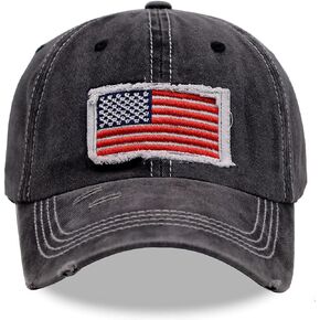 American Flag Hat, USA Baseball Cap Embroidered Adjustable Denim Distressed Dad Hats Outdoor Activities
