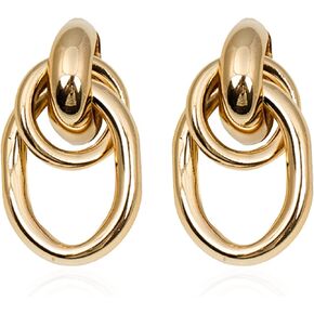 Seakuur Gold Geometric Twists Knot Drop Dangle Earrings for Women Long Link Dangle Earrings Jewelry Gift