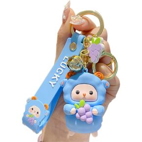 BEXOA Cute keychain Kawaii Anime Keychains Accessories, Cartoon Lamb Handbag Charm Car Key Chain for Girl Women