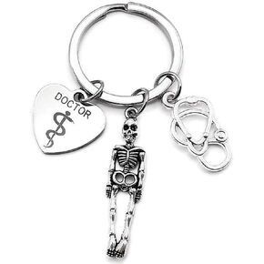 Doctor Keychain, Orthopedist Keychain, Orthopedic Surgeon, Orthopedic Specialist, Stethoscope Keychain, Doctor Charm, Bone, Spine, Skeleton Charm, Gift for Doctor, Doctor Key Ring