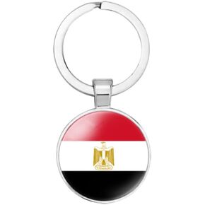 Egypt National Flag Key Chain Keyring Gift Men Women Keychain Stainless Steel and Inlaid Glass Materials