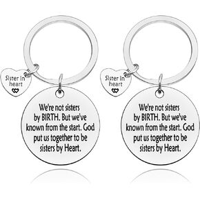 Friendship Gift for Sister Friend Inspirational Keychain Gift for Women Step-Sister Gift Thank You Keychain Gift