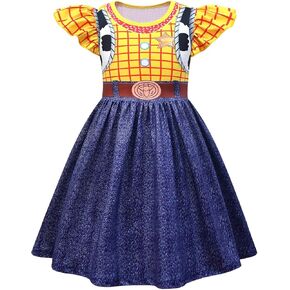 Woody Dress Flutter Sleeve Cowgirl Dress Outfit for Girls Party Holiday Birthday in Kuwait