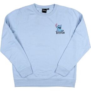 Disney Womens' Lilo and Stitch Stitch Chillin Juniors Oversized Pullover (Medium) Light Blue