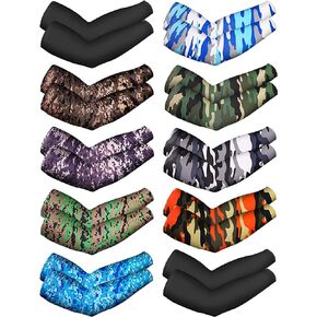 Boao 10 Pairs Cooling Arm Sleeves UV Protection Cover Sleeves Unisex Ice Silk Arm Sleeves for Running Cycling Driving Outdoor Sports