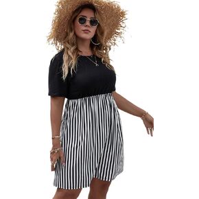 Floerns Women's Plus Size Leopard Print Short Sleeve A Line Short Dress