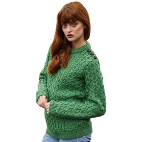 SAOL Women's 100% Merino Wool Side Button Sweater Fit Knitwear